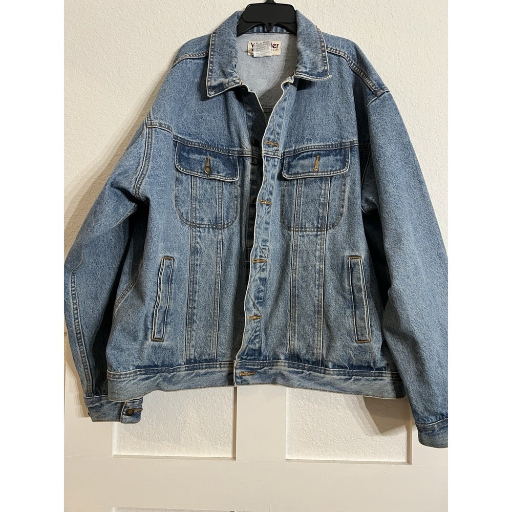 Wrangler Rugged Wear Blue Denim Trucker Jacket Mens XXL Vintage 90s RJK30VI